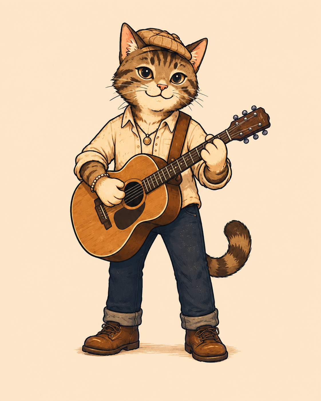 Strummer, acoustic guitar cat